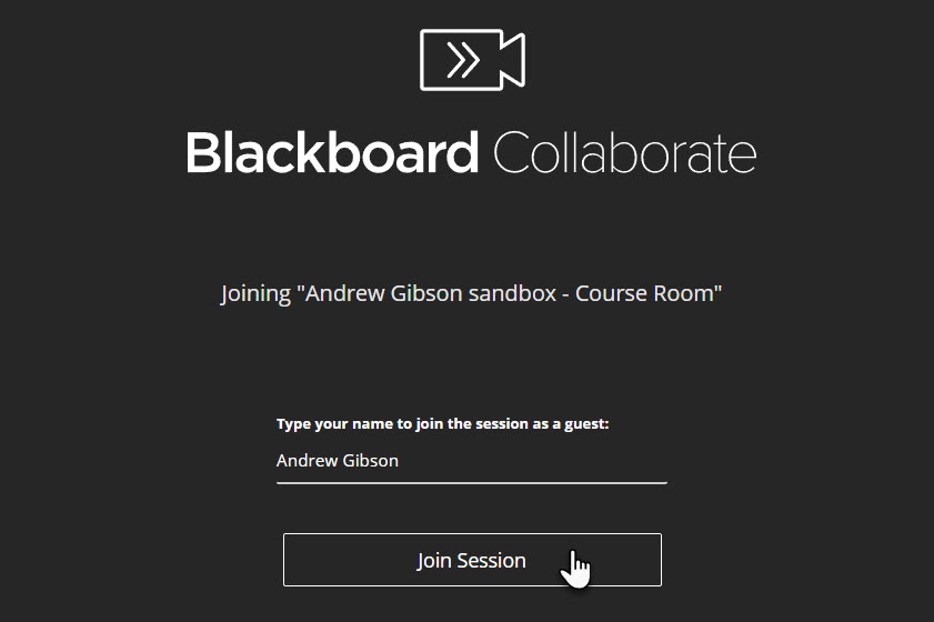 Join Collaborate session button